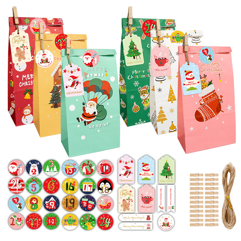 Advent Calendar Gift - 24 Conjuntos de Sacolas de Presente