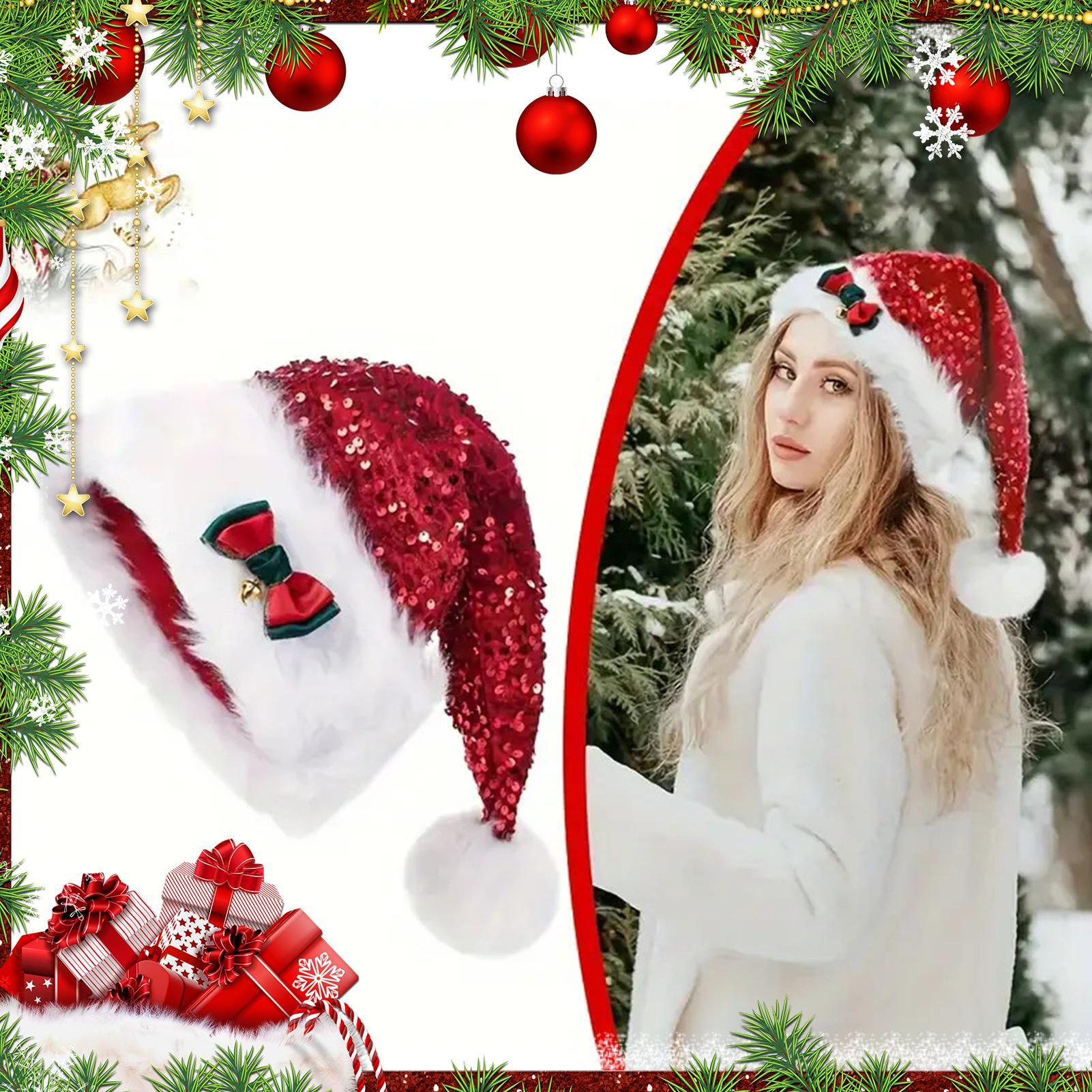 Santa Hat Plush - Chapéus de natal de pelúcia lantejoulas